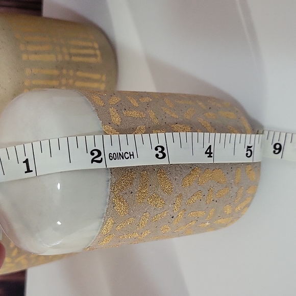 NWOT Main + Mesa Stoneware Vases With Gold Pattern Set Of 8 - Picture 9 of 11